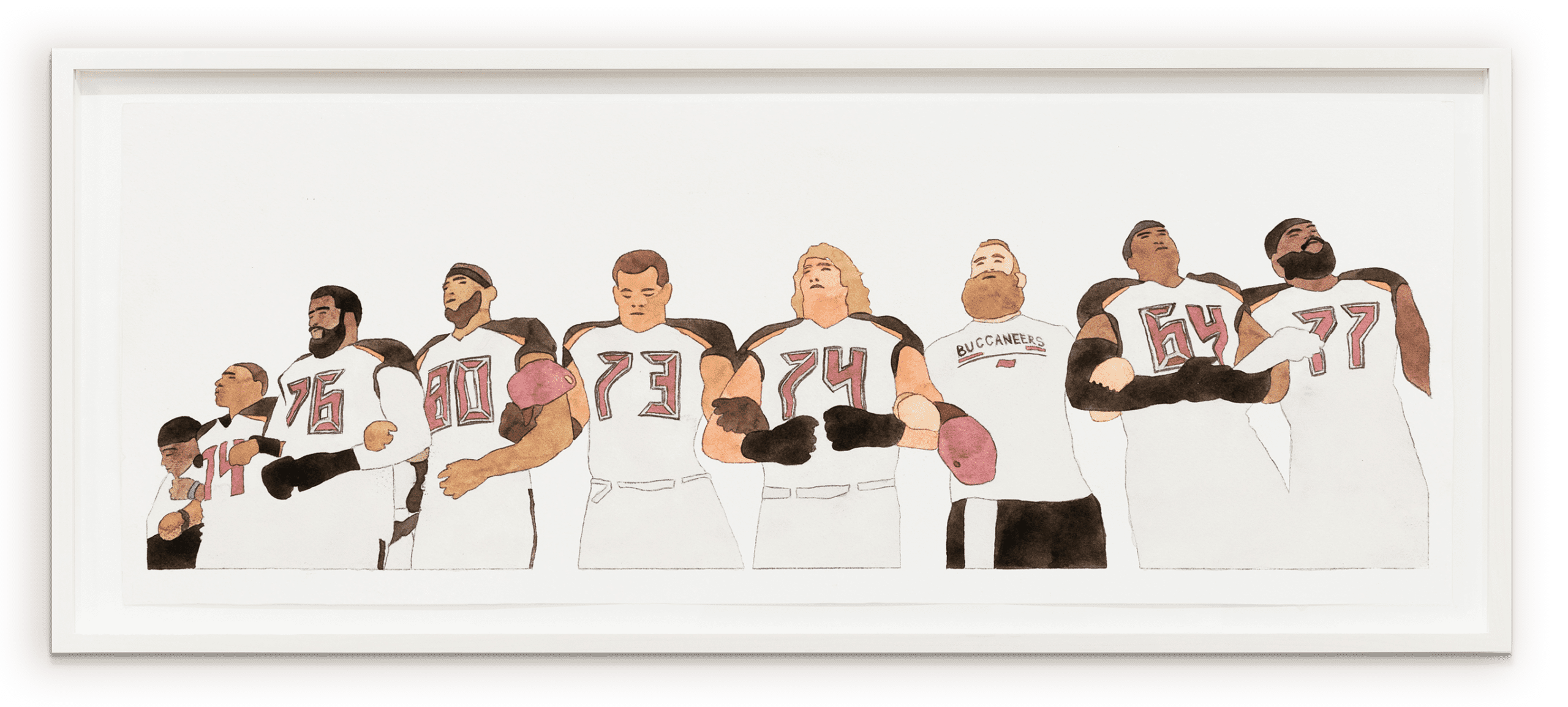 Kota Ezawa National Anthem (Tampa Bay Buccaneers), 2019 Watercolor 9 x 23 3/4 inches (22.9 x 60.3 cm)