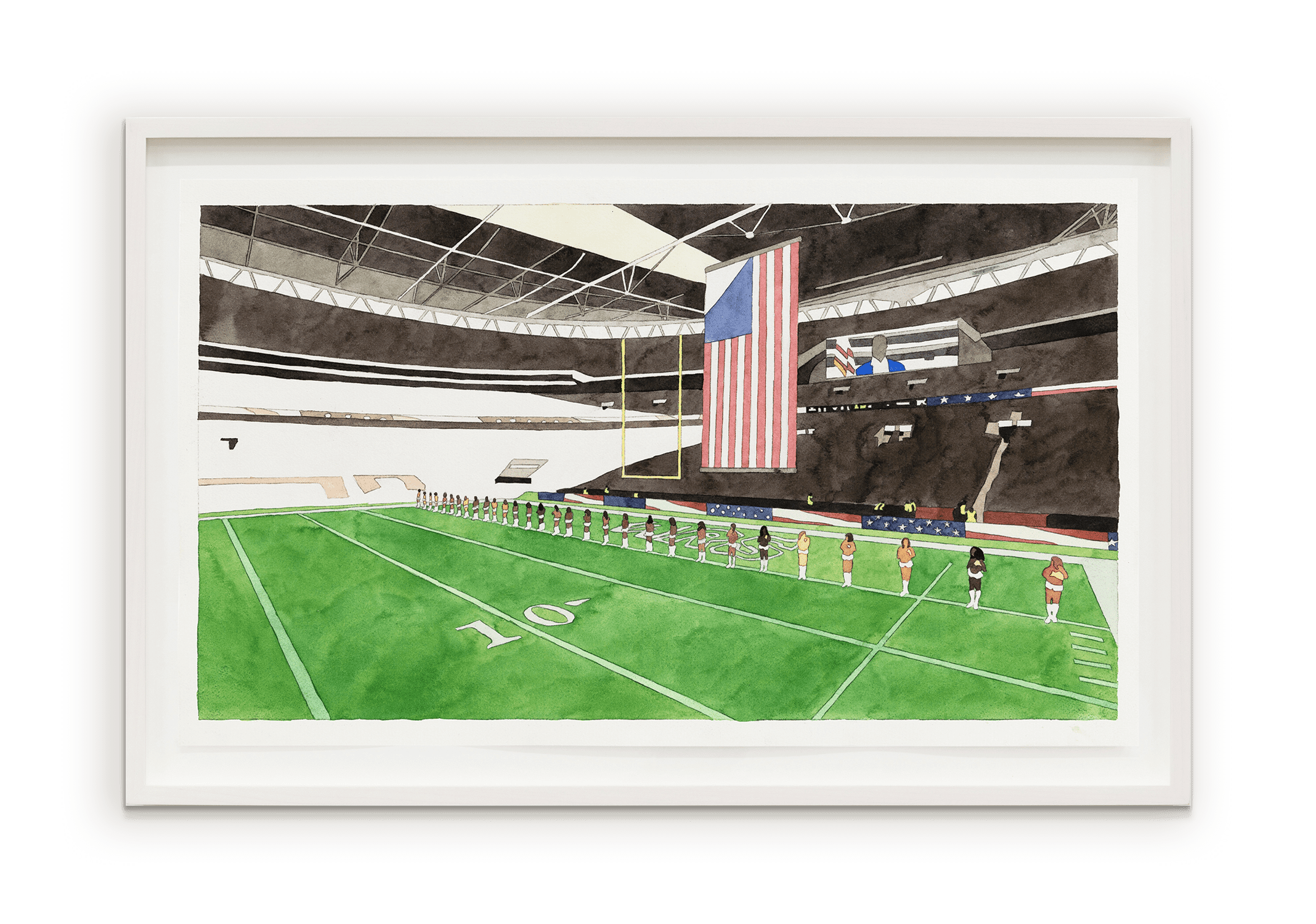 Kota Ezawa National Anthem (The Roar of the Jaguars), 2018 Watercolor 14 x 23 3/4 inches (35.6 x 60.3 cm)