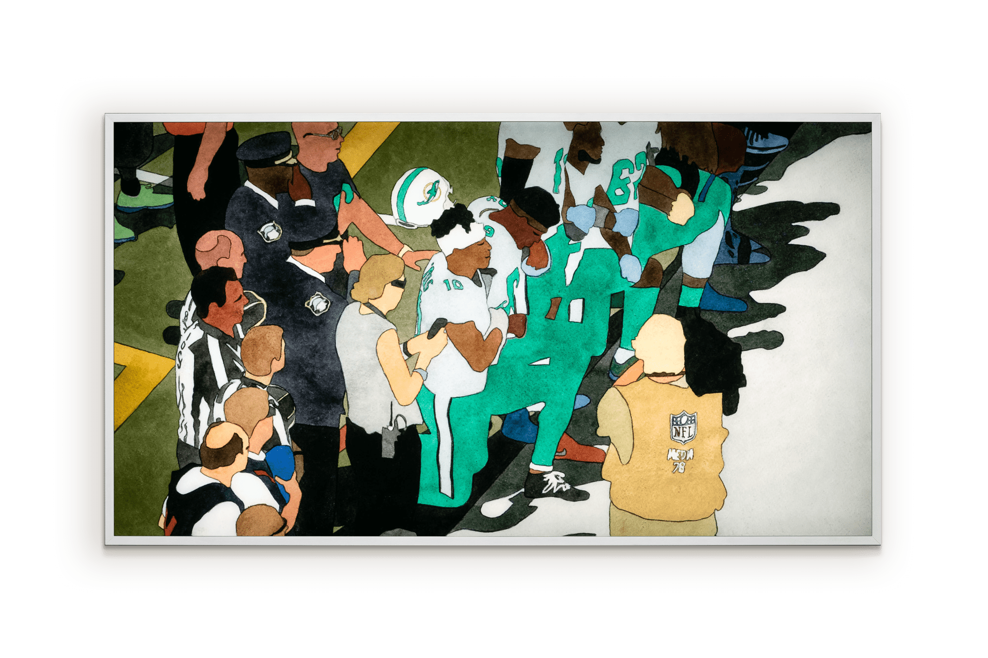 Kota Ezawa National Anthem (Miami Dolphins), 2019 Duratrans transparency and lightbox 25 x 44 inches (63.5 x 111.8 cm) Edition of 5