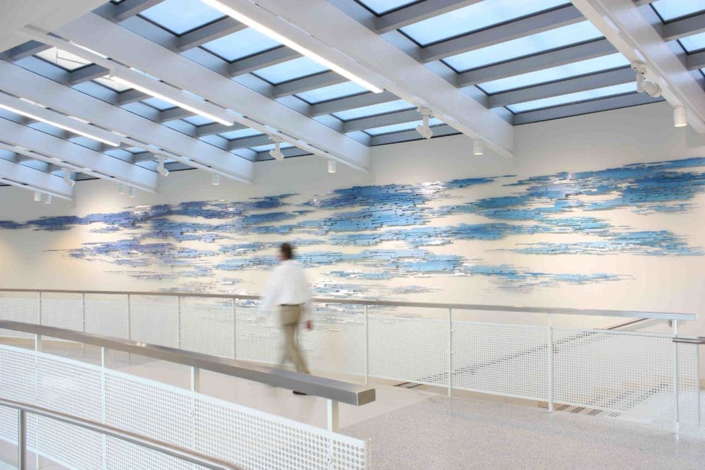 Installation view of Horizon (cloudwaterline) at Jackson Federal Courthouse, MS, 2011