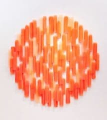 Katy Stone Sun Circle 2, 2020 Paint on Duralar, pins 67 x 67 x 2 inches (170.2 x 170.2 x 5.1 cm)