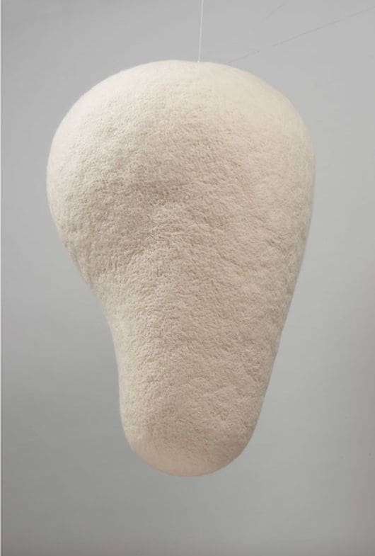 Masako Miki Noppera-bo (faceless ghost), 2018 Wool on EPS foam and wire 36 x 24 x 16 inches (91.4 x 61 x 40.6 cm)