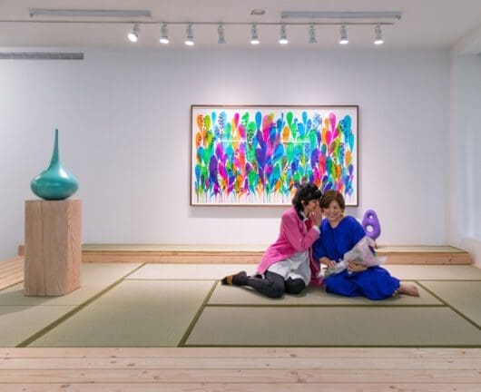 Masako Miki with artist Martine Gutierrez at the opening reception of Empathy Lab, 2023