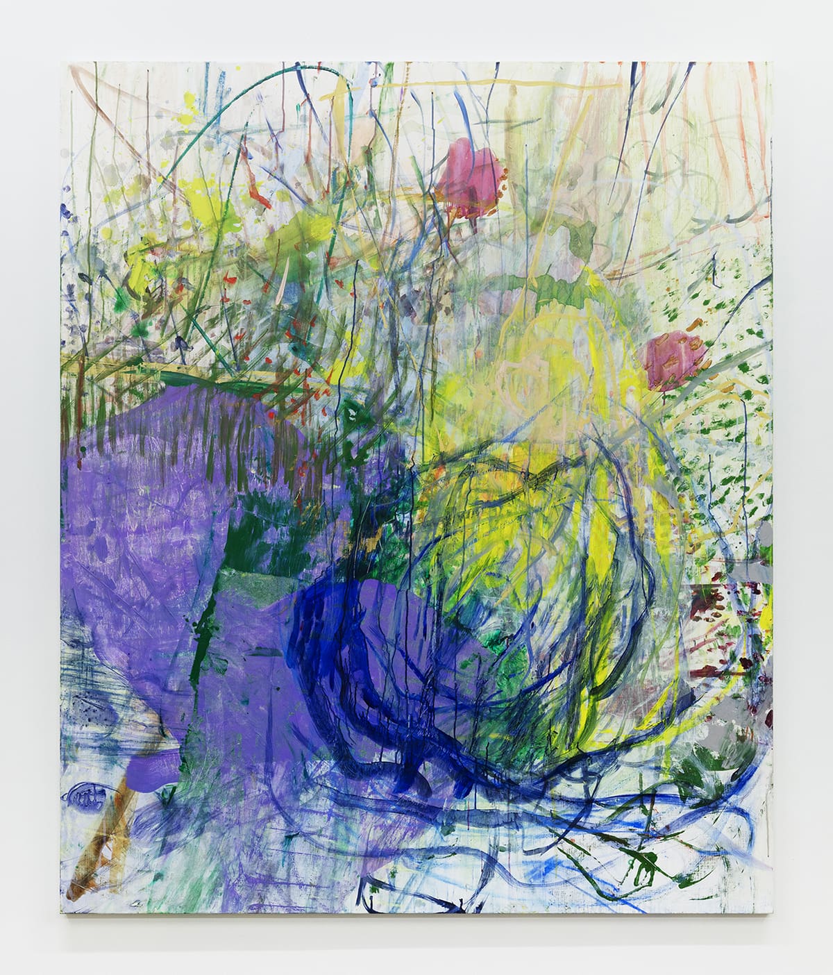Ina Gerken Growing, 2023 Acrylic, pastel, oil pastel, tracing paper on linen Image Dimensions: 71 x 59 inches (180.3 x 149.9 cm)